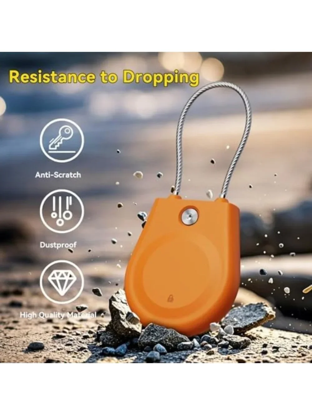 Waterproof AirTag Holder Case with Wire Cable for Luggage & Keychain - 4 Pack